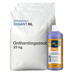 Brons pakket: 40 zakken huismerk onthardingszout tabletten + Resin 1 L