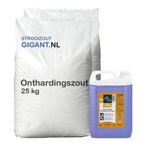 Zilver pakket: 20 zakken huismerk onthardingszout tabletten + Resin 5 L