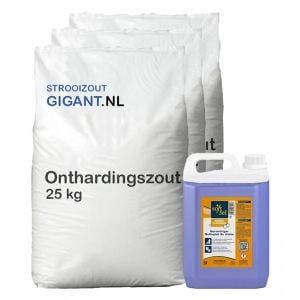 Zilver pakket: 40 zakken huismerk onthardingszout tabletten + Resin 5 L